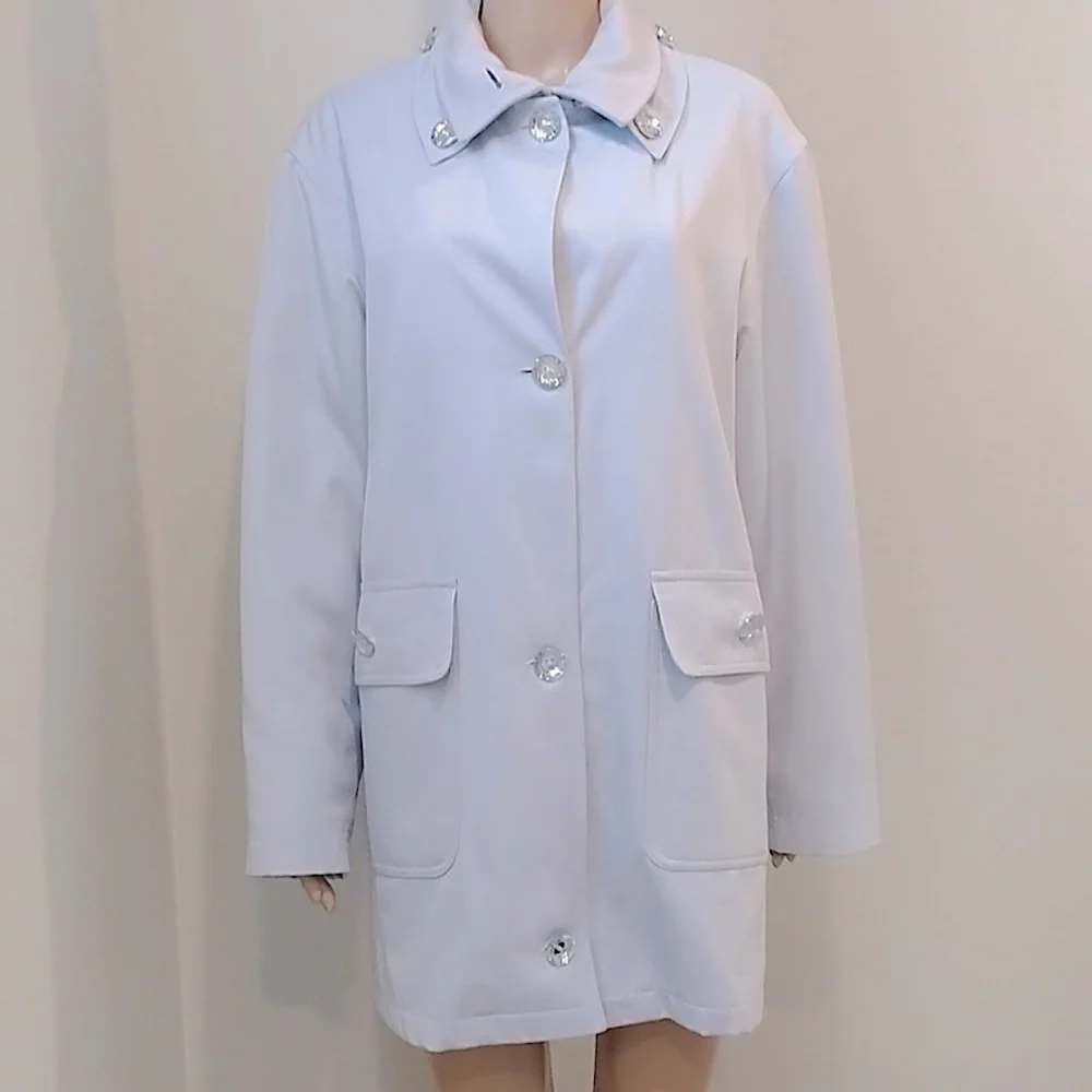 Reflections by SPIEGEL pale blue coat Women’s size medium chic layered look M - Picture 2 of 16